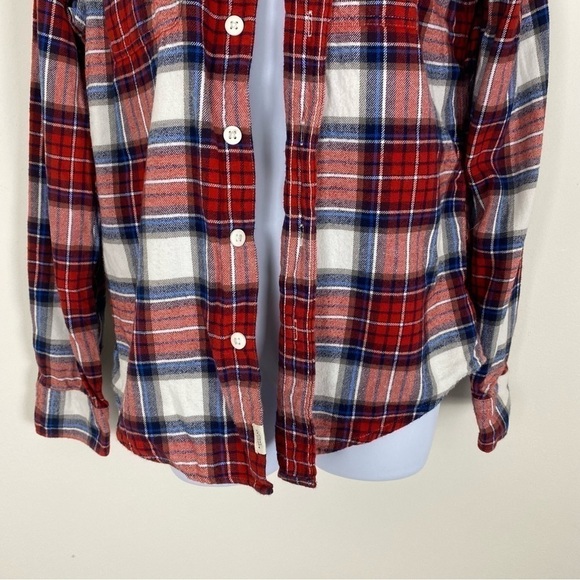 AEO AMERICAN EAGLE Red White Soft Plaid Flannel Button Up Shirt Size Small - Picture 3 of 6